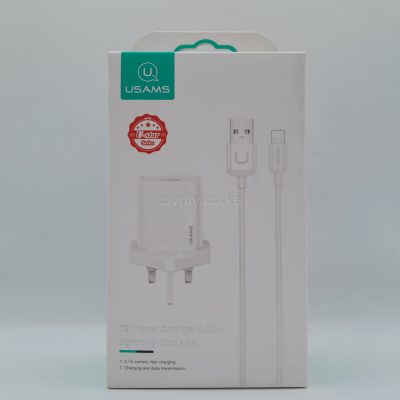 Lightning Charger Kit Kenya – USAMS T21 UK Plug | Powerful iPhone Charging Solution